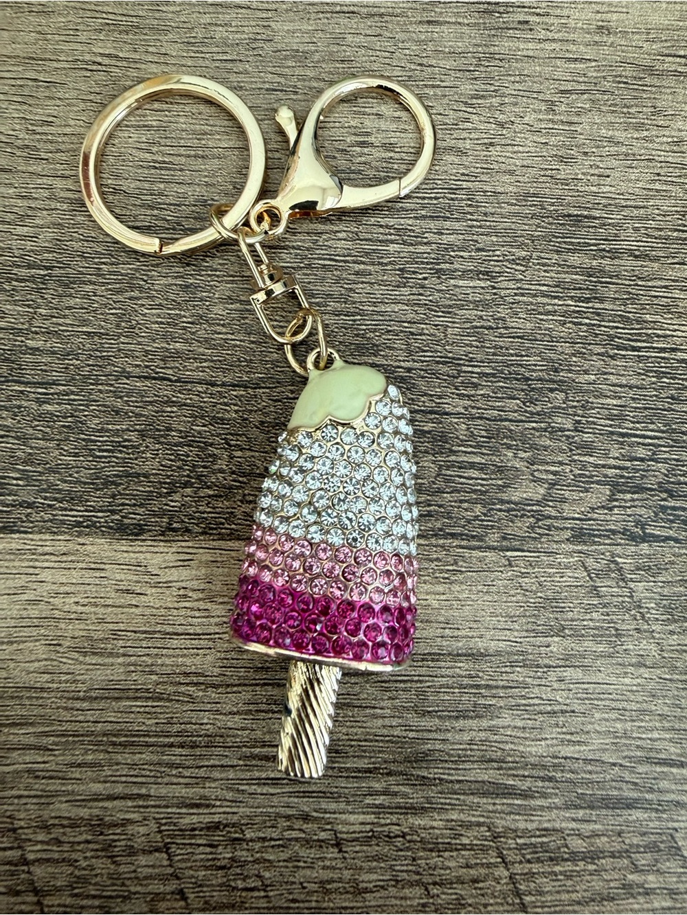 Rhinestone Popsicle Keychain - Pink Gradient